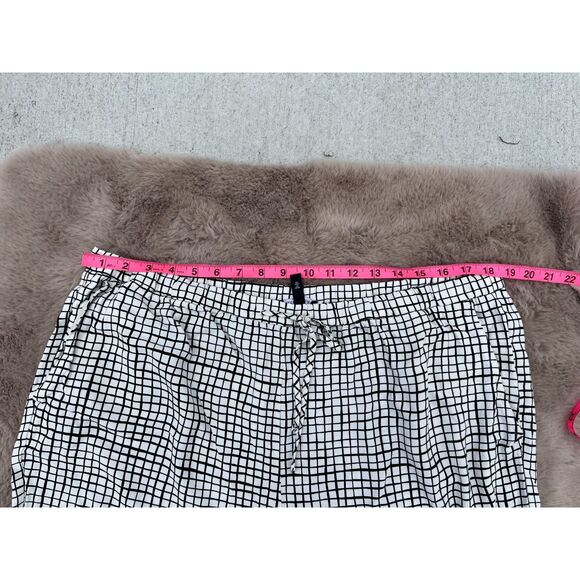 Eileen Fisher Size XL White & Black Tencel Crepe Slouchy Cropped Checkered Pants - Picture 9 of 10